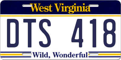 WV license plate DTS418