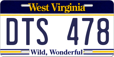 WV license plate DTS478