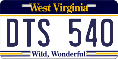 WV license plate DTS540