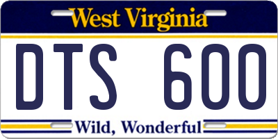 WV license plate DTS600