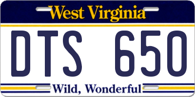 WV license plate DTS650