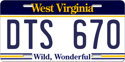WV license plate DTS670
