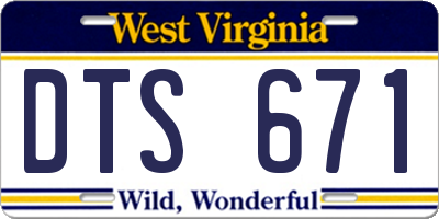 WV license plate DTS671