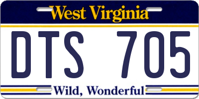 WV license plate DTS705