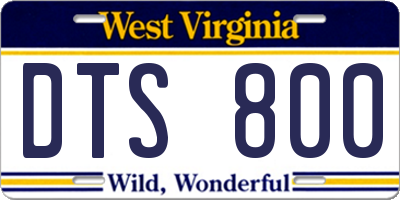 WV license plate DTS800