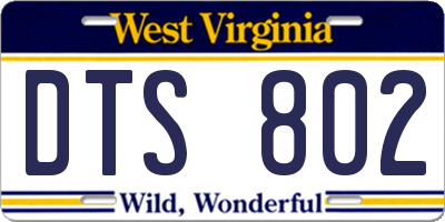 WV license plate DTS802