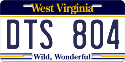 WV license plate DTS804