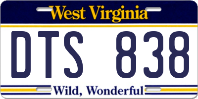 WV license plate DTS838