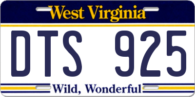 WV license plate DTS925