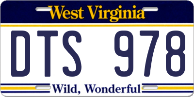 WV license plate DTS978