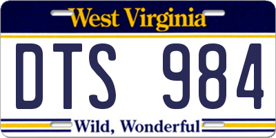 WV license plate DTS984
