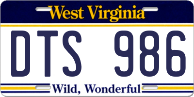 WV license plate DTS986