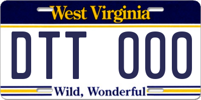 WV license plate DTT000