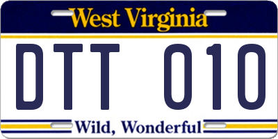 WV license plate DTT010