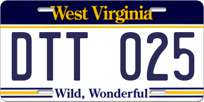 WV license plate DTT025