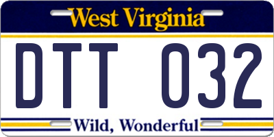 WV license plate DTT032