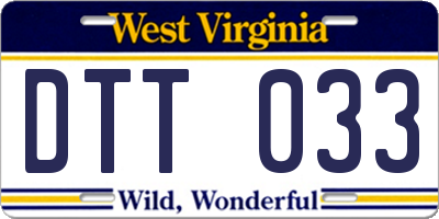 WV license plate DTT033