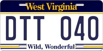 WV license plate DTT040