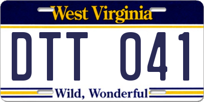 WV license plate DTT041