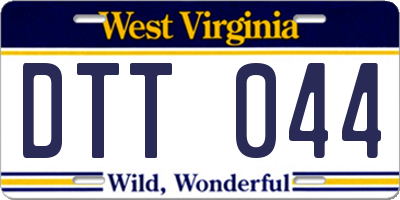 WV license plate DTT044