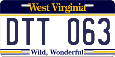 WV license plate DTT063