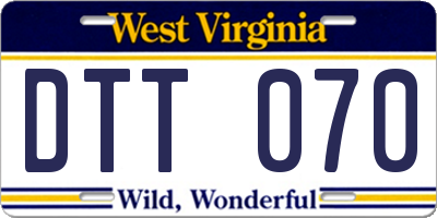 WV license plate DTT070