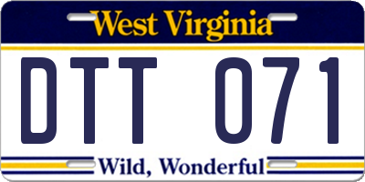WV license plate DTT071