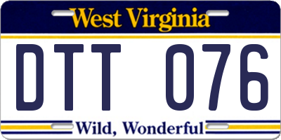 WV license plate DTT076
