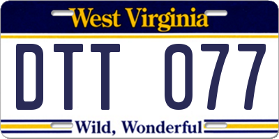 WV license plate DTT077