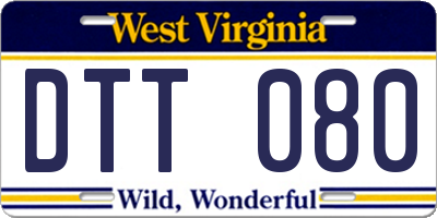 WV license plate DTT080