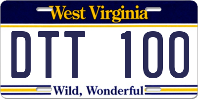 WV license plate DTT100