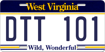 WV license plate DTT101