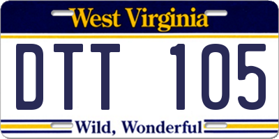 WV license plate DTT105