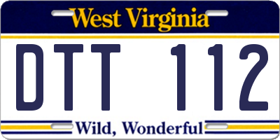 WV license plate DTT112