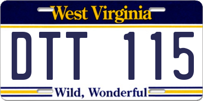 WV license plate DTT115