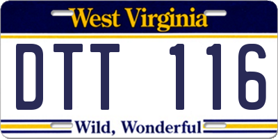 WV license plate DTT116