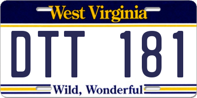 WV license plate DTT181