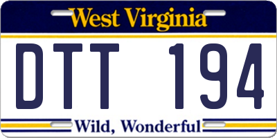 WV license plate DTT194