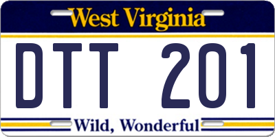 WV license plate DTT201