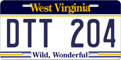 WV license plate DTT204