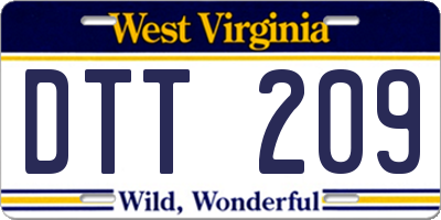 WV license plate DTT209