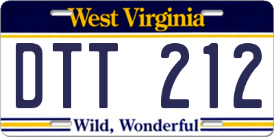 WV license plate DTT212
