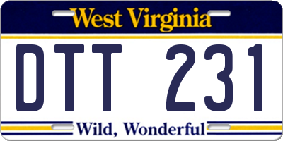 WV license plate DTT231