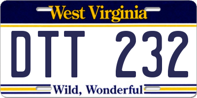 WV license plate DTT232
