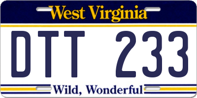WV license plate DTT233