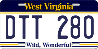 WV license plate DTT280
