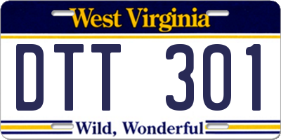 WV license plate DTT301