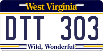 WV license plate DTT303