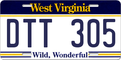 WV license plate DTT305