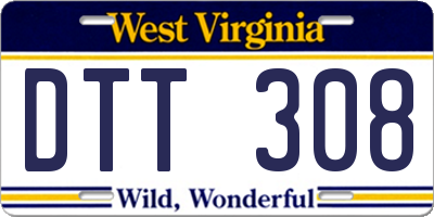 WV license plate DTT308